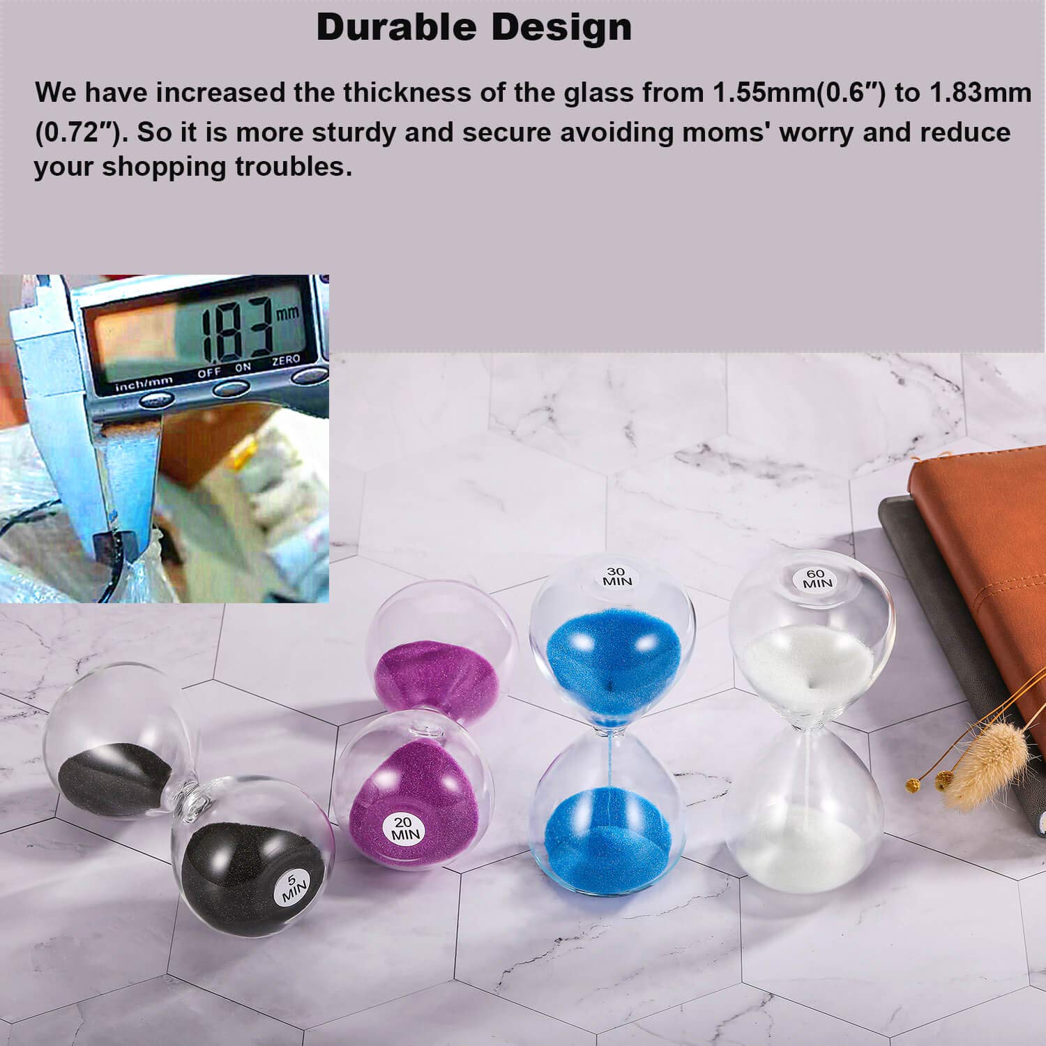 Suliao Hourglass 30 Minute Sand Timer: 5.1 Inch White Sand Clock, Extra Reloj De Arena, Unity Hour Glass Sandglass For Kids, Gam